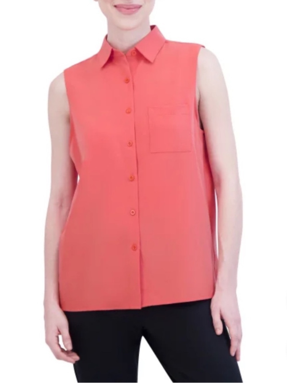 Gaiam Sleeveless Button Down Shirt Pink / Coral XS